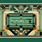 DALL·E 2024 02 20 01.14.20 Create a flat Art Deco style mural of a pool table. The mural should utilize a sophisticated color palette consisting of green 45f882 rich yellow  85x85